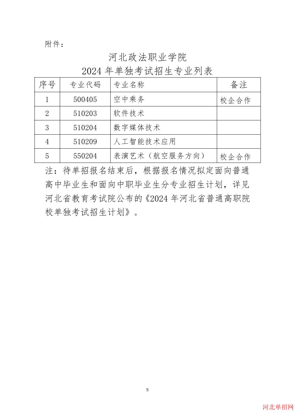河北政法职业学院2024年单招招生简章 图5